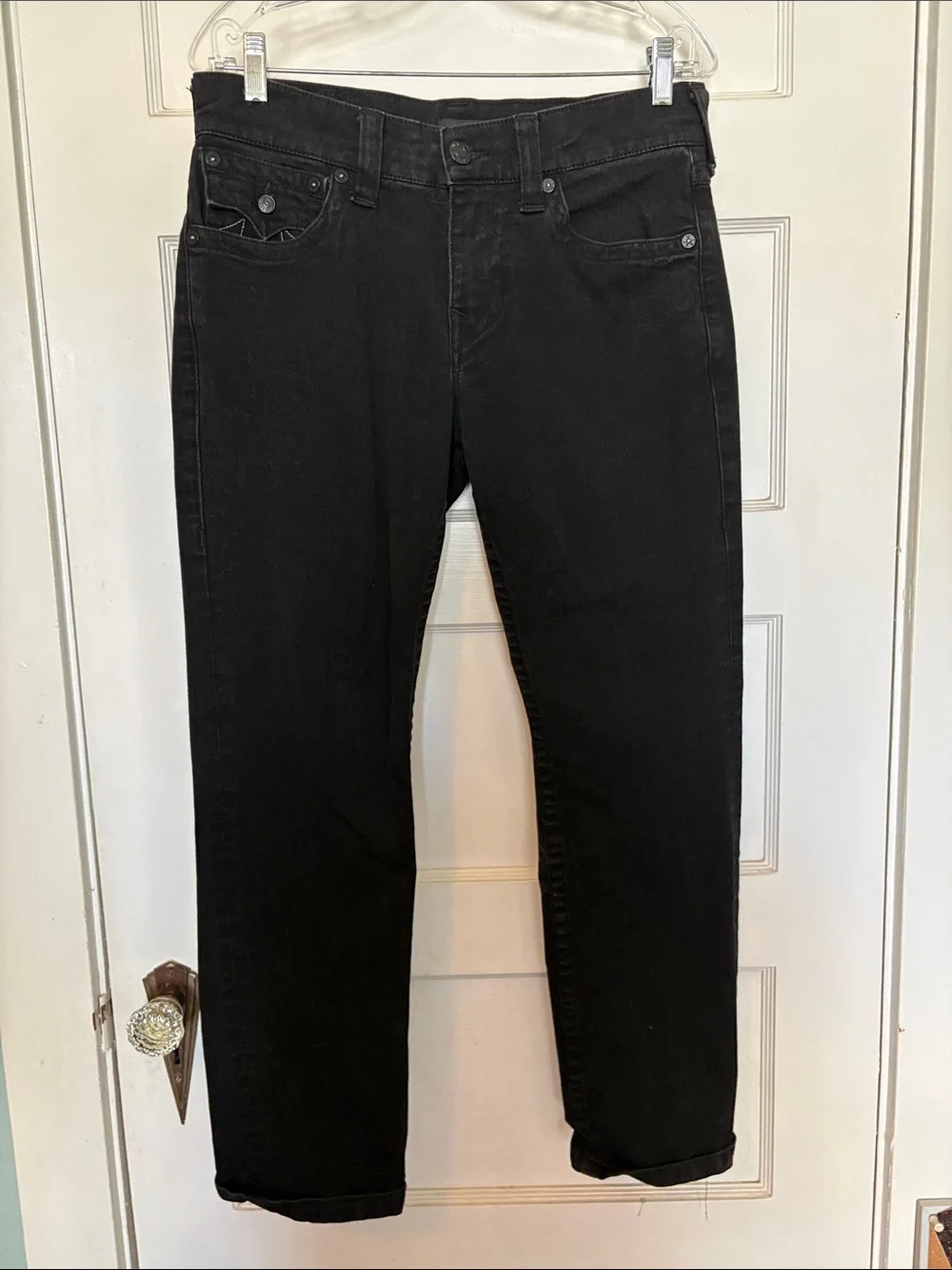 True Religion Men's Ricky Relaxed Black Straight Jeans Size 30